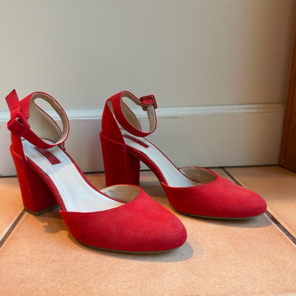 Red Women's Block Heel Shoes